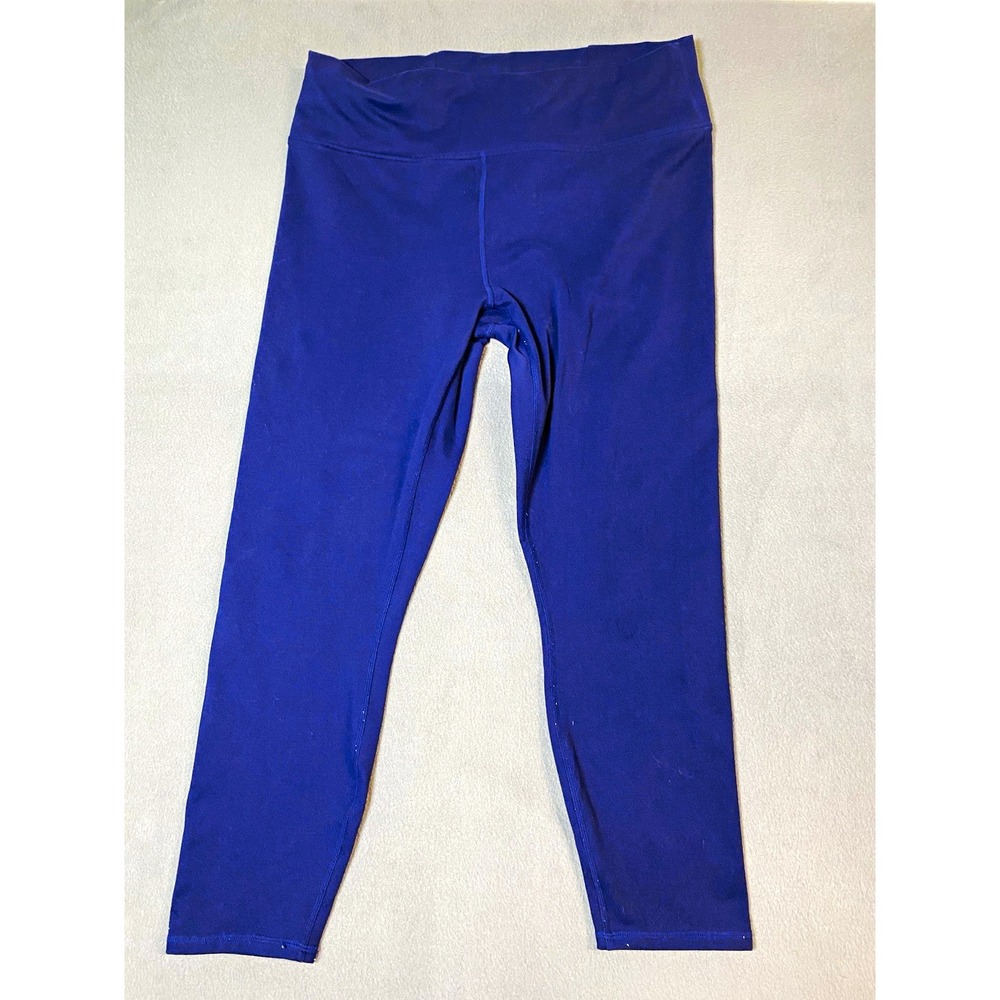 Fabletics PowerHold Blue High Rise Ankle Leggings Women's L Stretch Logo